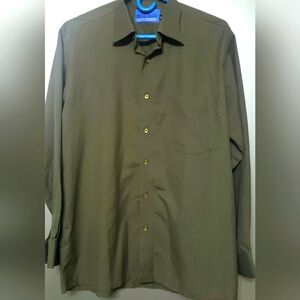 MENS MOOLCHAND OLIVE TONE PREMIUM BUTTON DOWN DRESS SHIRT. SIZE 40. BUTTON CUFFS